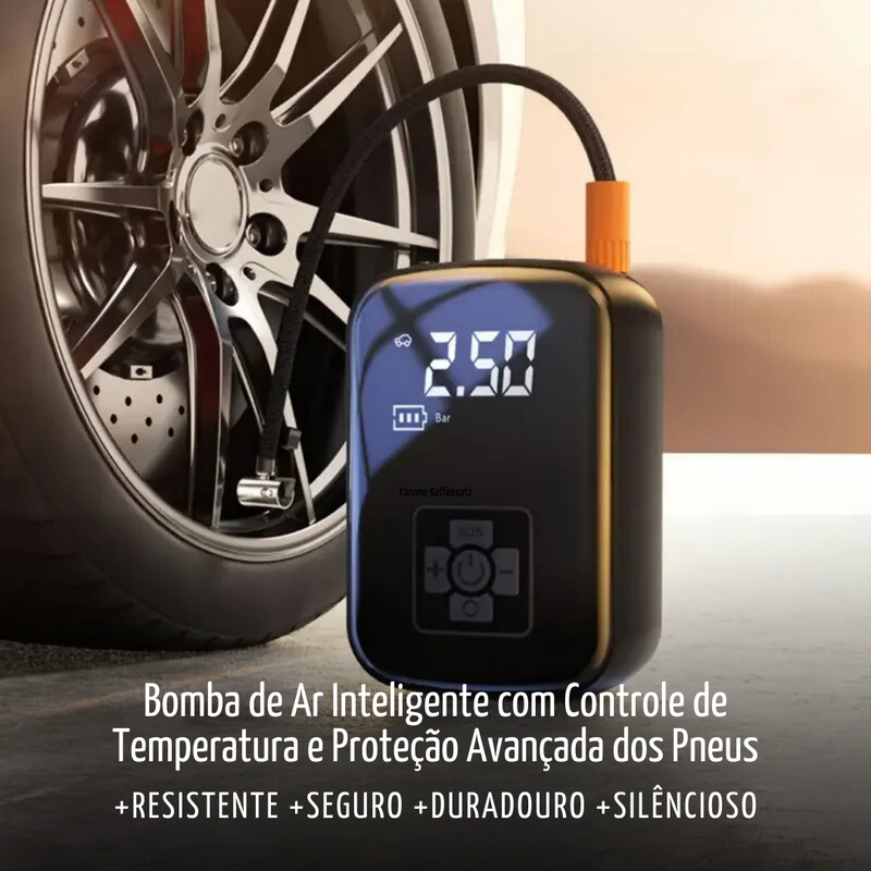 Compressor de Ar Sem Fio Portátil - Infle com Facilidade Pneus de Carro, Moto, Bicicleta, Bolas e muito mais.