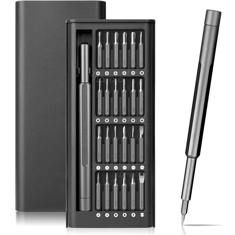 Kit Chave de Fenda de Precisão 25 em 1 - Conjunto Magnético com 24 Pontas Torx para Reparos em iPhone, PC, Câmeras e Muito Mais